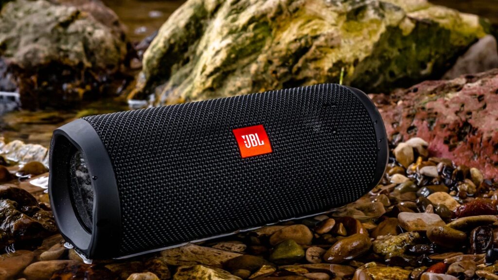 black JBL portable speaker
